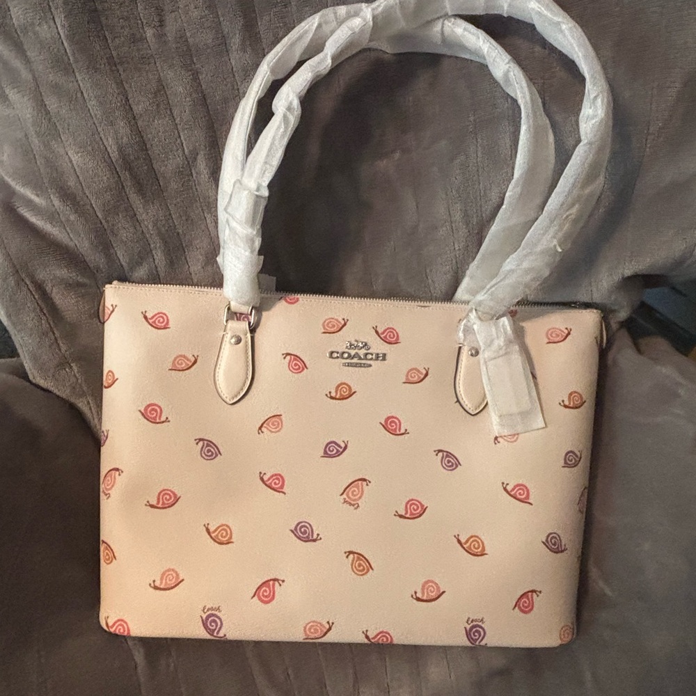 Coach Beige Snail Pattern Tote